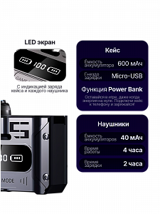 Наушники беспроводные Bluetooth с микрофоном в кейсе Орбита OT-ERB52